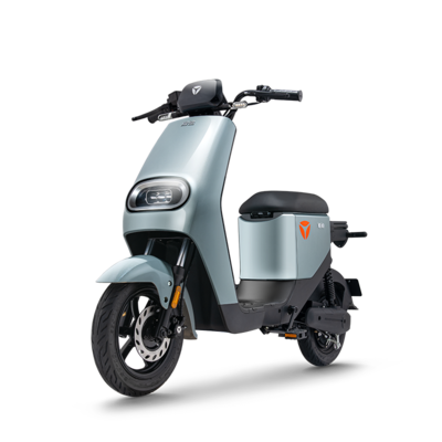 雅迪DE2 100电动车可拆卸充电新国标电动自行车锂电池电瓶车48v超长续航男士 基础版 磬石灰 3年质保锂电(赠后视镜)